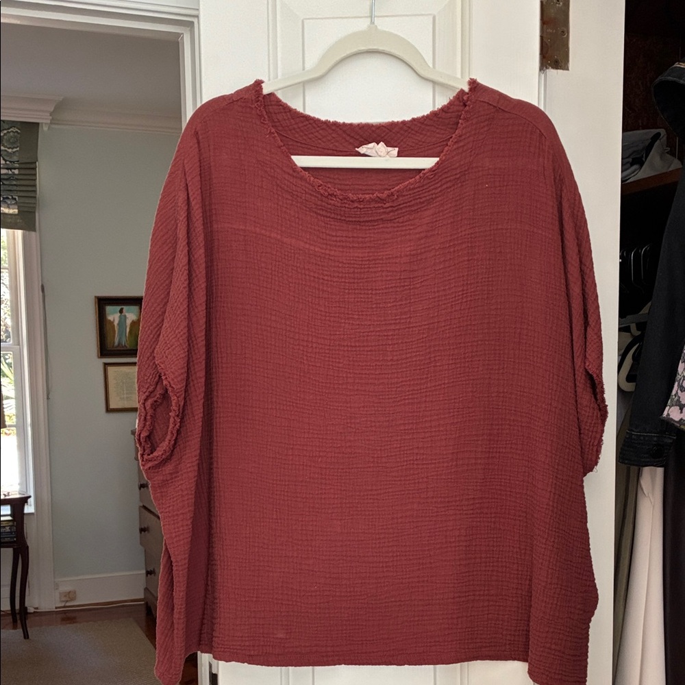 Elegant Brick Red Women's Blouse